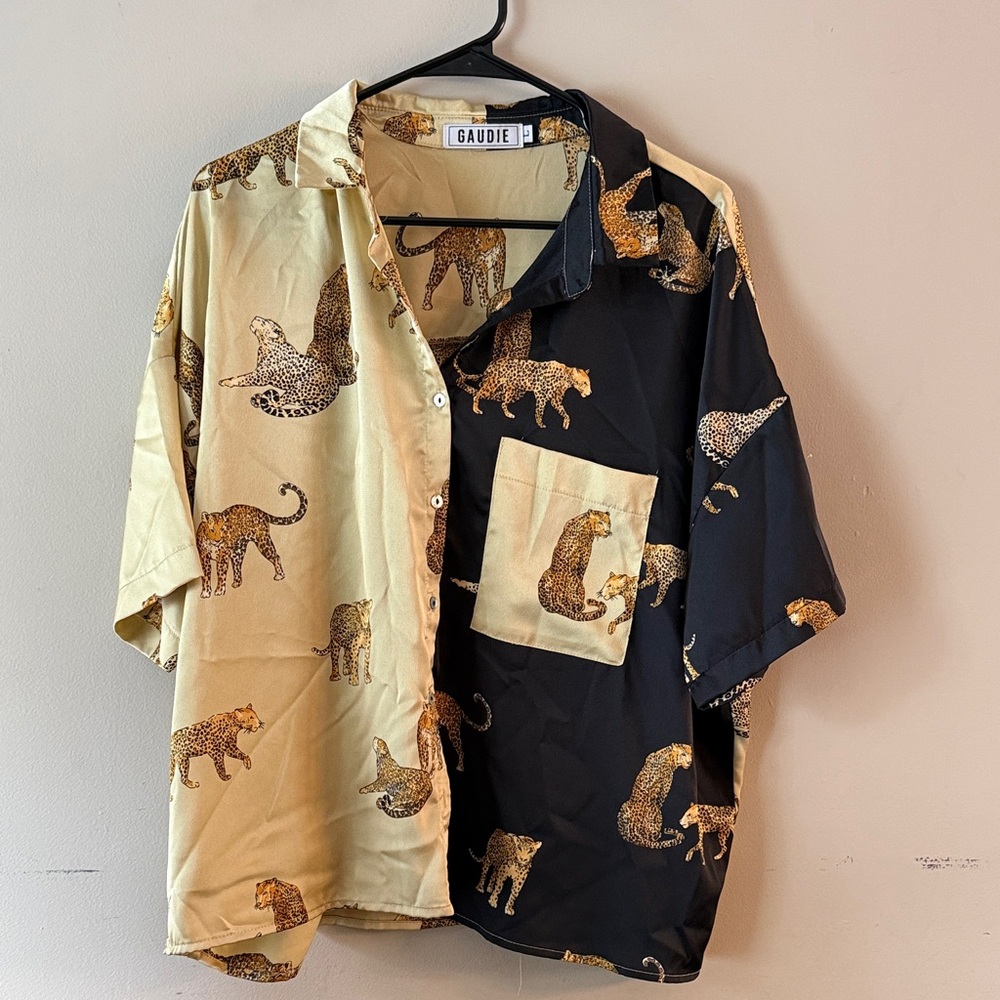 Gaudie Black and Cream Leopard Print Shirt